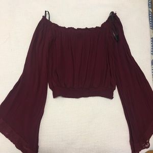 Maroon off the shoulder top